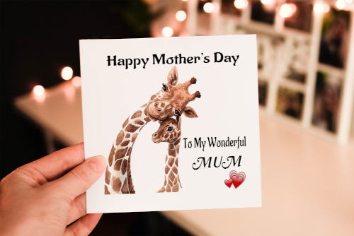 Wonderful Mum Mother's Day Card, Card for Mum, Giraffe Card